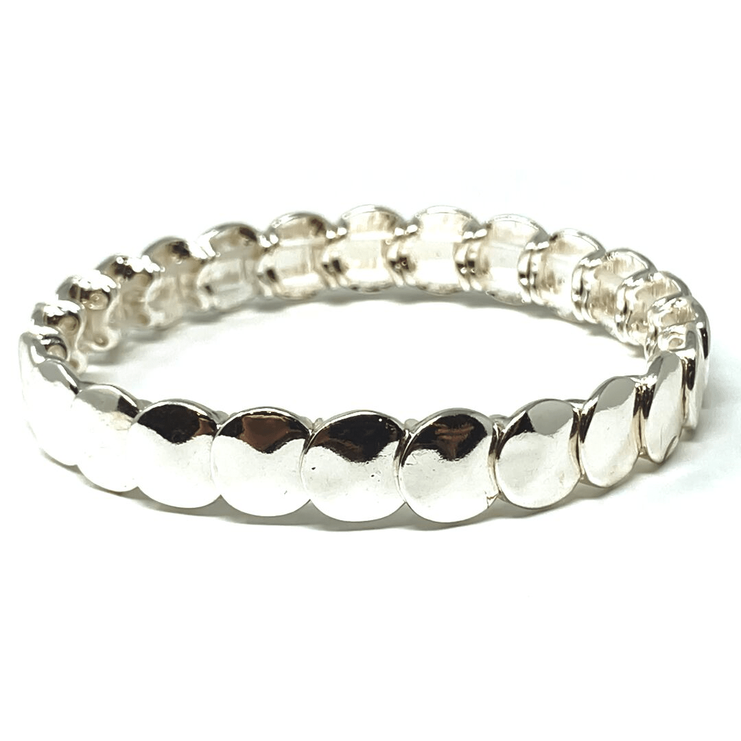 Silver Disc Stacking Stretch Bracelet - Fashion Jewelry