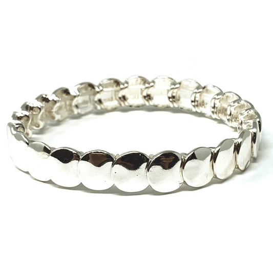 Silver Disc Stacking Stretch Bracelet - Fashion Jewelry