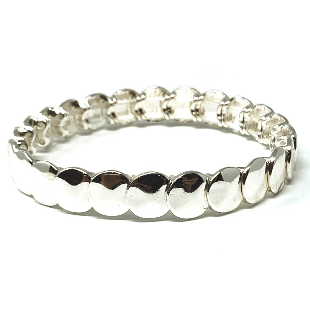 Silver Disc Stacking Stretch Bracelet - Fashion Jewelry