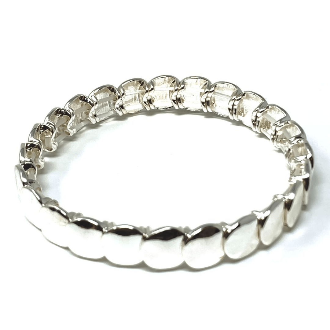 Silver Disc Stacking Stretch Bracelet - Costume Jewlery