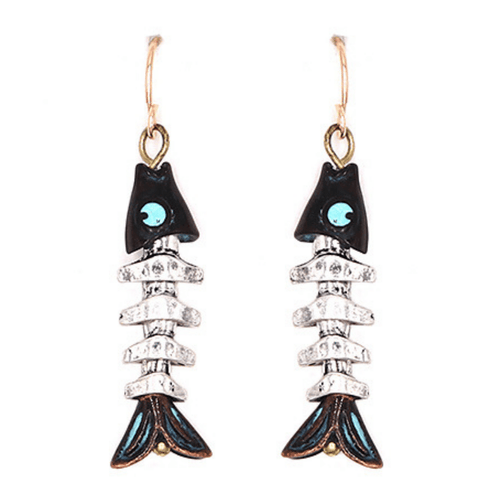 Fish Bone Nautical Dangle Earrings - Fashion Jewelry - Nautical Earrings