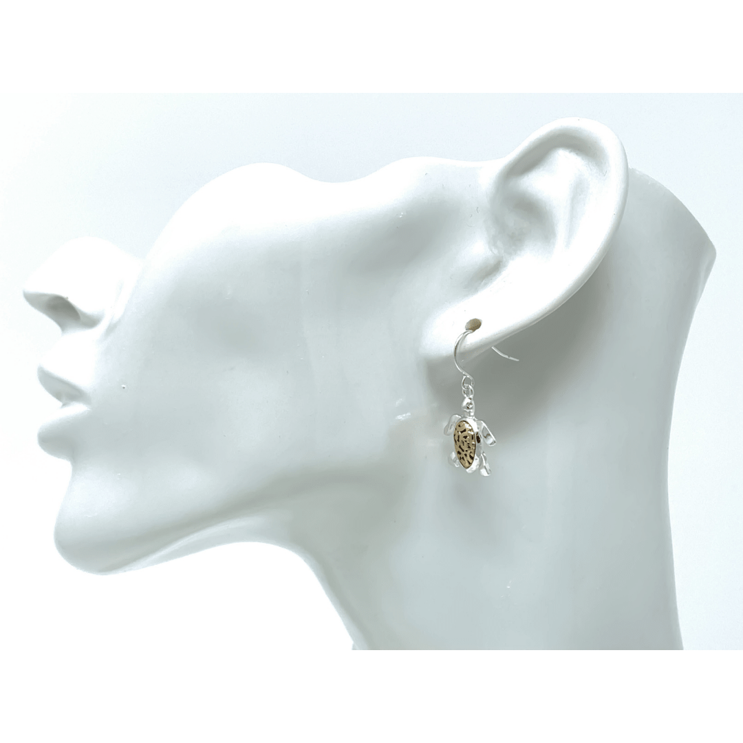 Silver Gold Filigree Sea Turtle Dangle Earrings For Women - Fashion Jewelry
