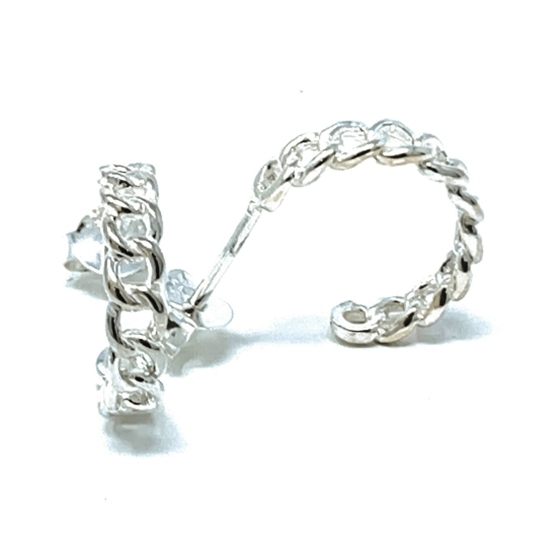 Sterling Silver Link Half Hoop Earrings - SeaSpray Jewelry