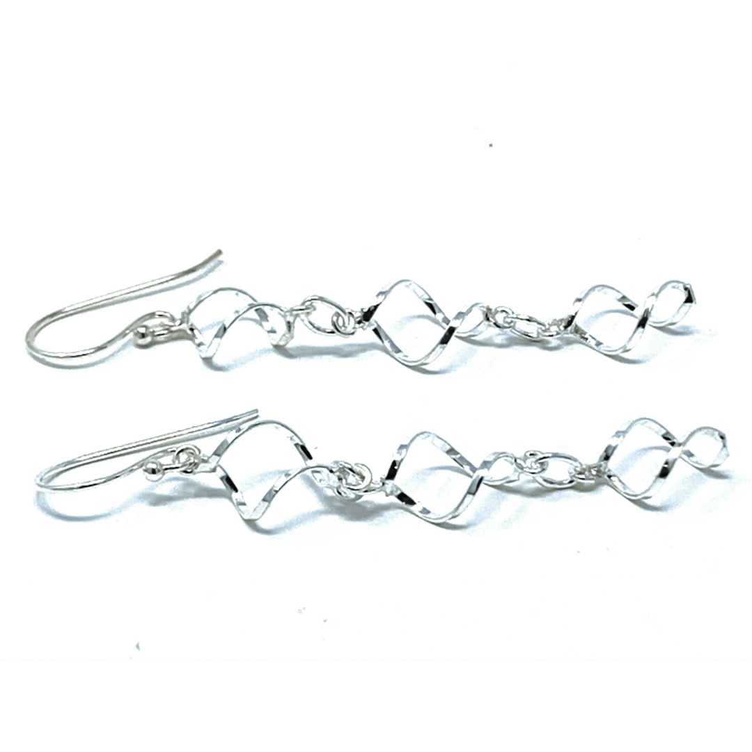 Silver Linked Twisted Hoop Earrings - Sterling Silver Jewelry