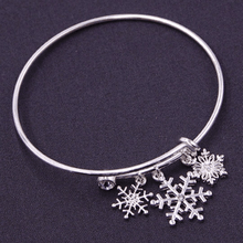 Silver Snowflake Bangle Christmas Bracelet - Christmas Jewelry
