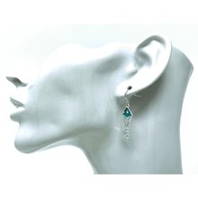 Silver &amp; Turquoise Fish Bone Earrings - Beach Earrings

