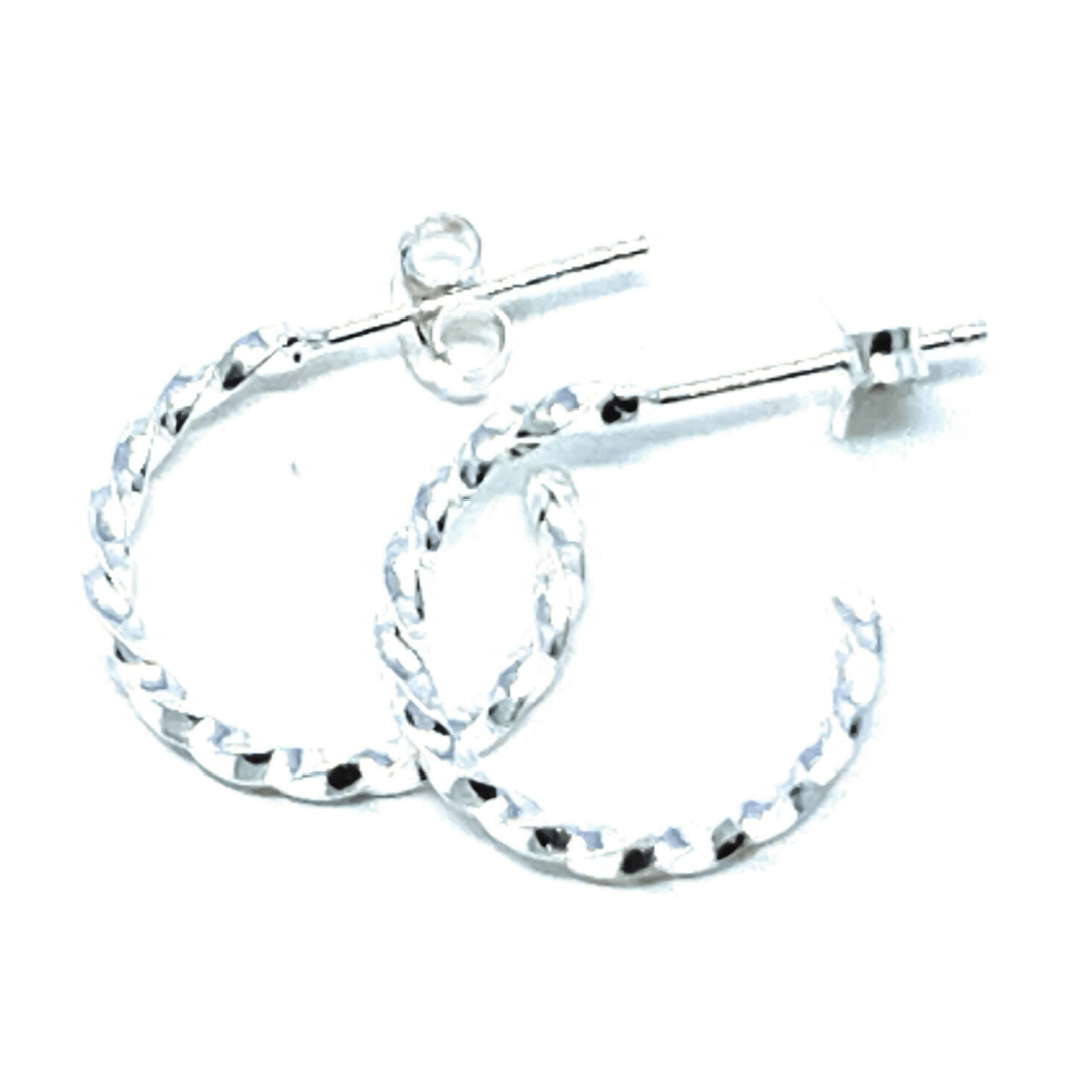 Twisted Hoop Earrings - Sterling Silver Stud Earrings