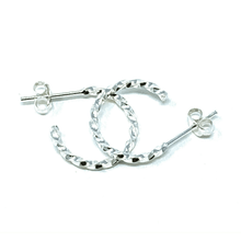 Sterling Silver Twisted Half Hoop Stud Earrings - SeaSpray Jewelry

