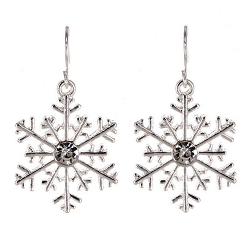 Silver Snowflake Christmas Earrings - Christmas Jewelry