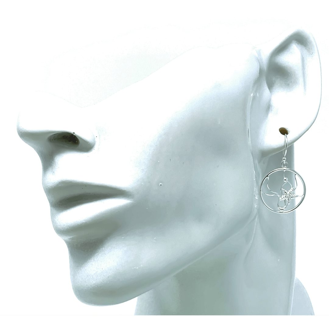 Starfish Silver Dangle Earrings - Beach Earrings