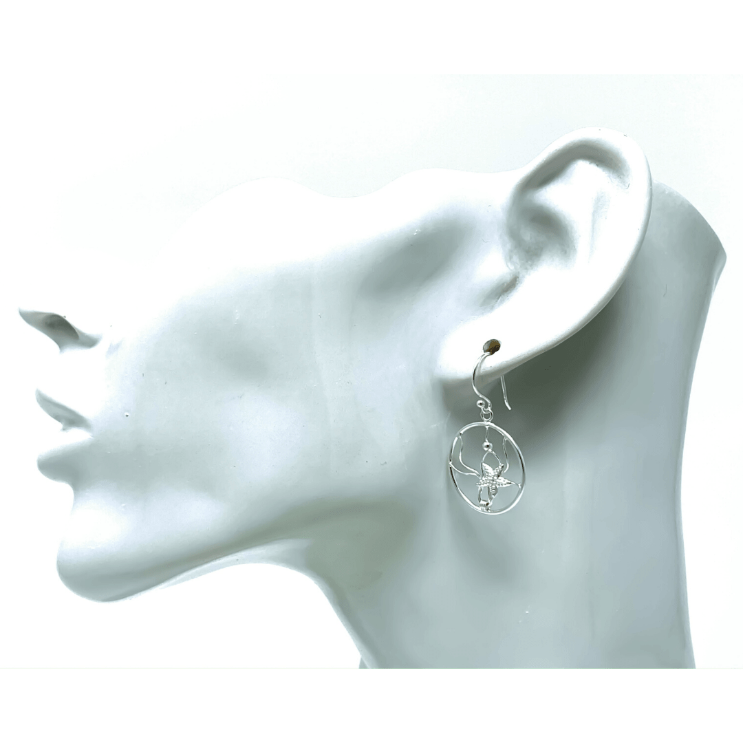 Starfish Wave Sterling Silver Earrings - Beach Jewelry