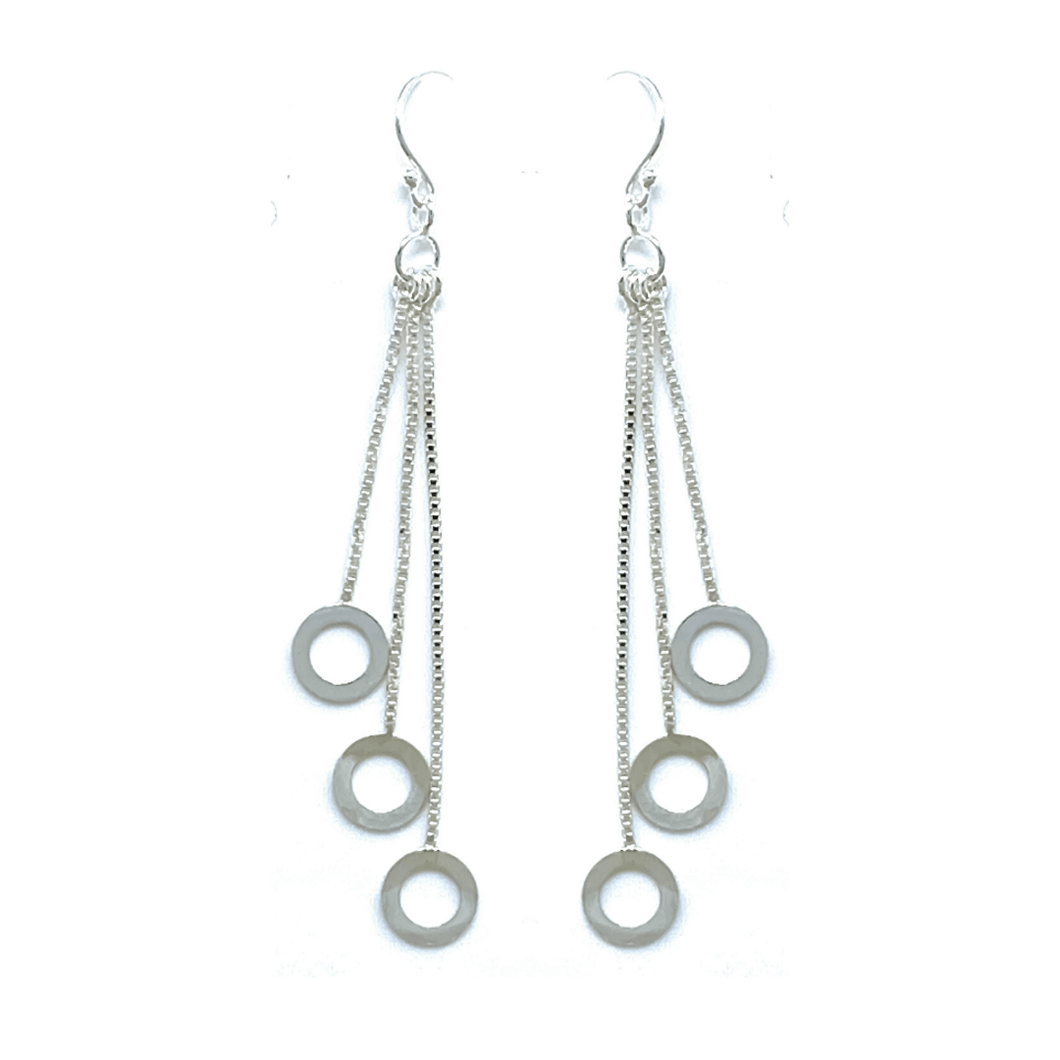 Sterling Silver Chain Fringe Open Circle Earrings - Sterling Silver Jewelry