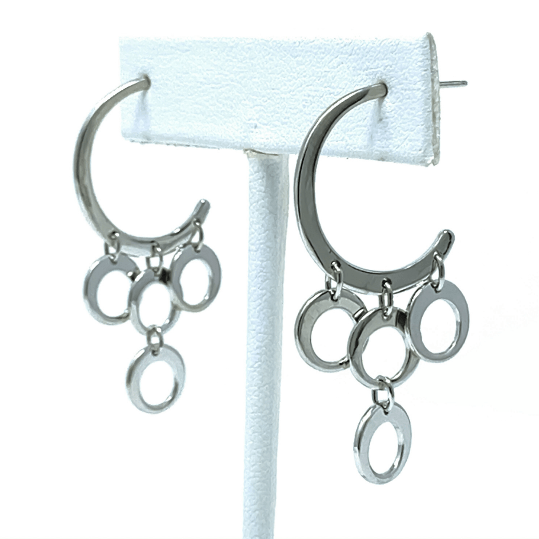 Sterling Silver Crescent Circle Stud Earrings - SeaSpray Jewelry
