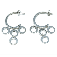 Crescent Stud Multi Circle Sterling Silver Earrings - SeaSpray Jewelry
