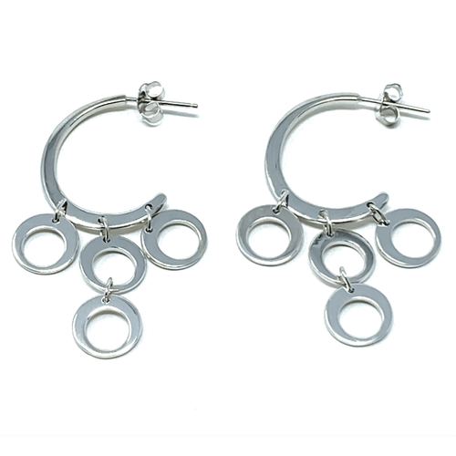 Crescent Stud Multi Circle Sterling Silver Earrings - SeaSpray Jewelry