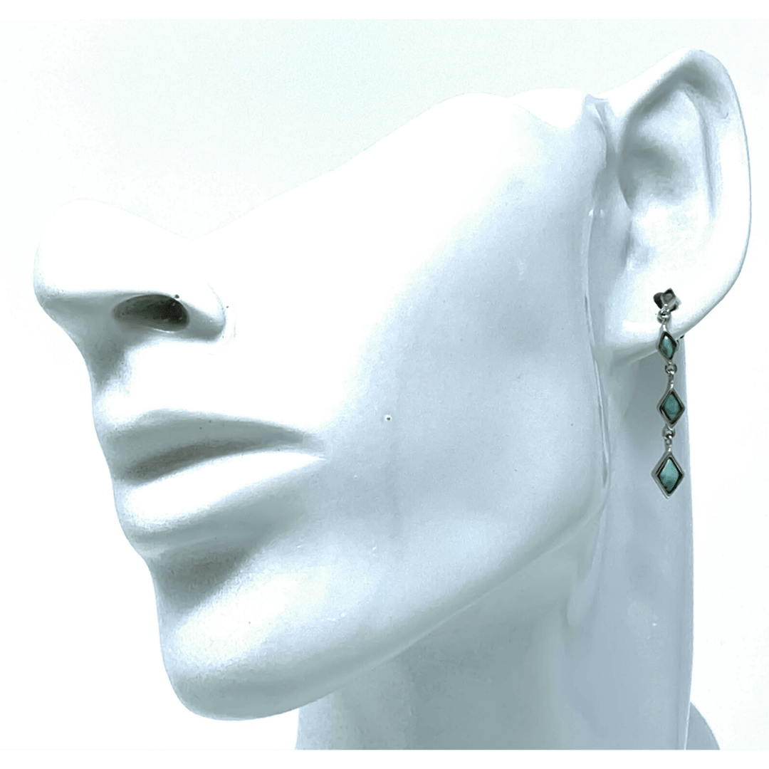 Sterling Silver Dangle Larimar Earrings - SeaSpray Jewelry