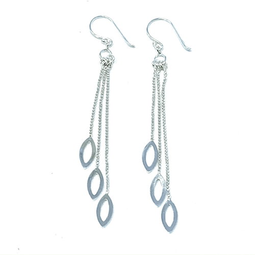 Sterling Silver Multi Chain Marquise Earrings - SeaSpray Jewelry