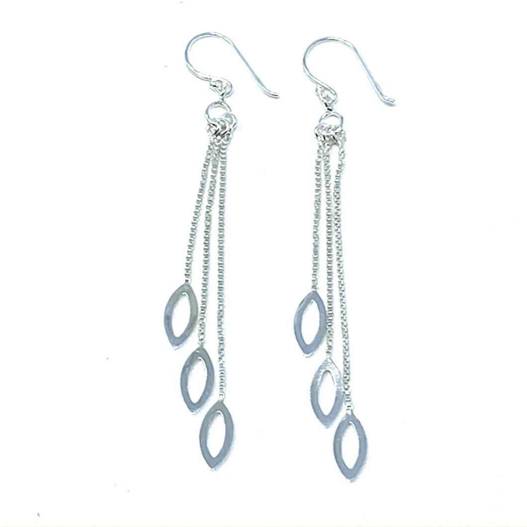 Sterling Silver Multi Chain Marquise Earrings - SeaSpray Jewelry