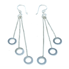 Sterling Silver Open Circle Multi Chain Dangle Earrings
