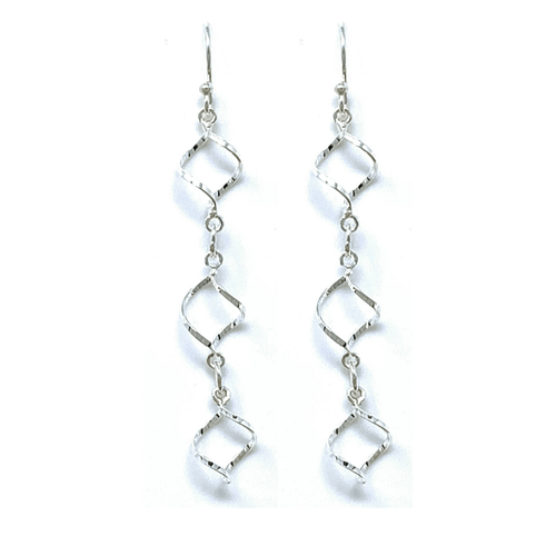 Three Twisted Sterling Silver Hoop Earrings - Fine Jewelry