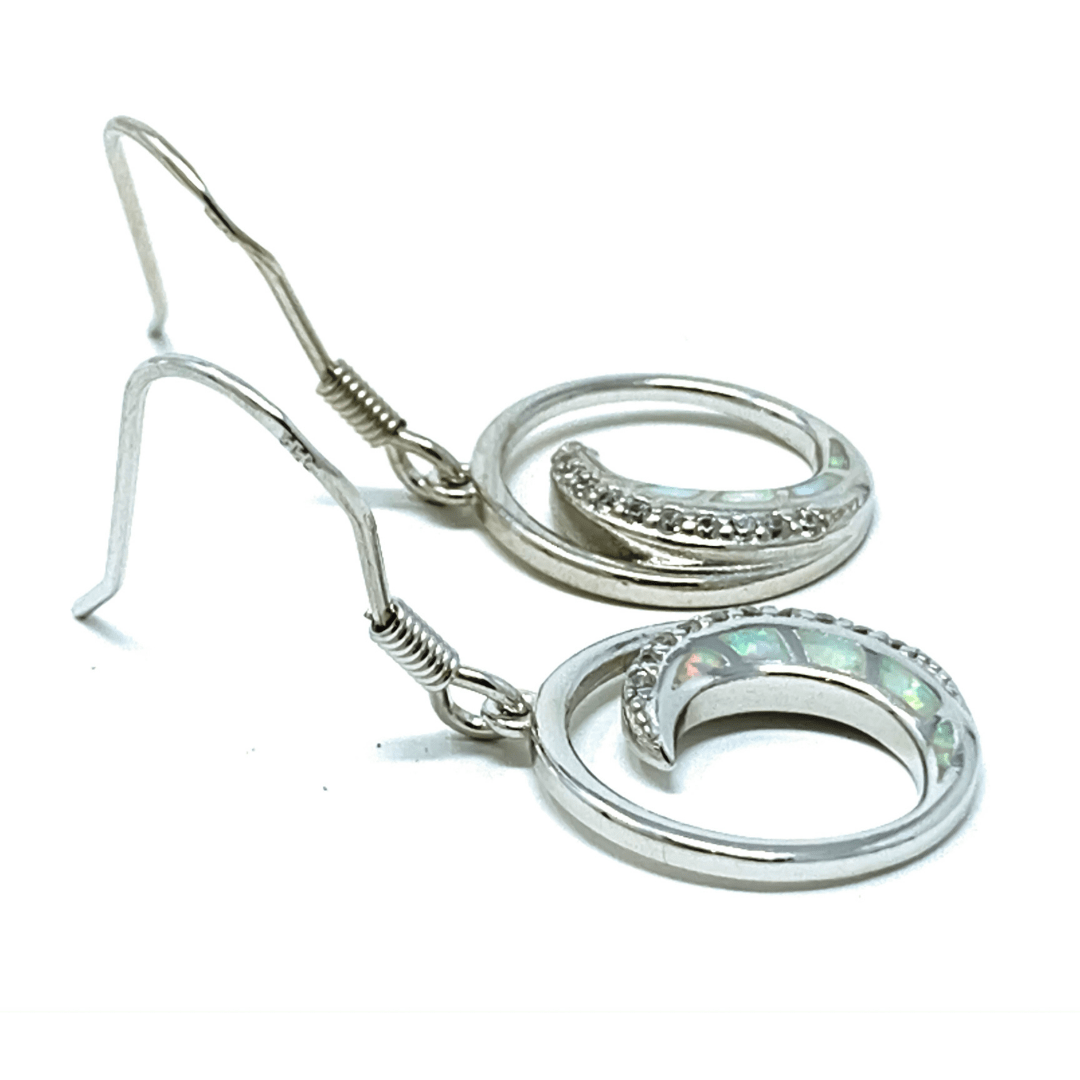 Sterling Silver Wave With White Opal Earrings - SeaSpray Jewelry