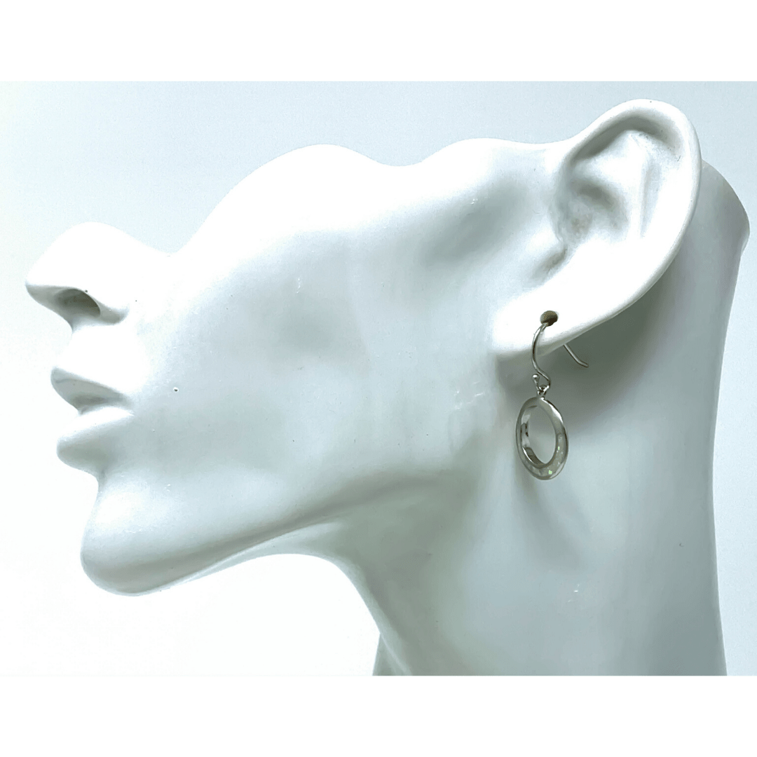Sterling Silver White Opal Open Circle Dangle Earrings - SeaSpray Jewelry