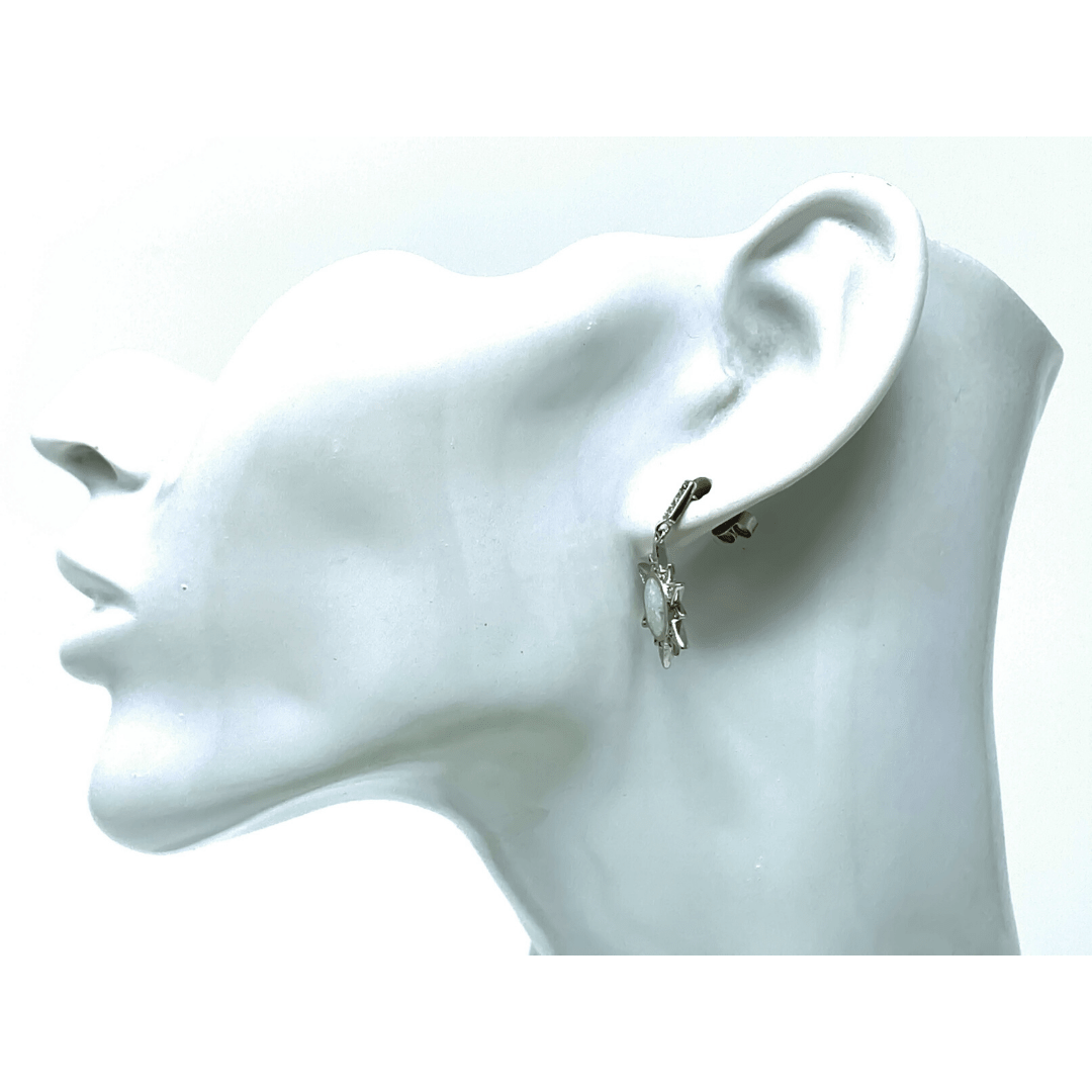 Sterling Silver White Opal Sun CZ Earrings - SeaSpray Jewelry