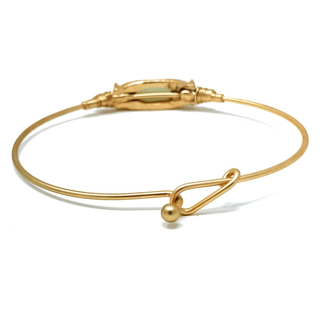 Natural Stone Gold Stacking Bangle Bracelet For Women - Costume Jewelry