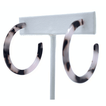 Black And White Marbled Resin Circle Hoop Stylish Earrings
