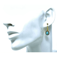 Teardrop Gold Larimar &amp; Sapphire Earrings - SeaSpray Jewelry
