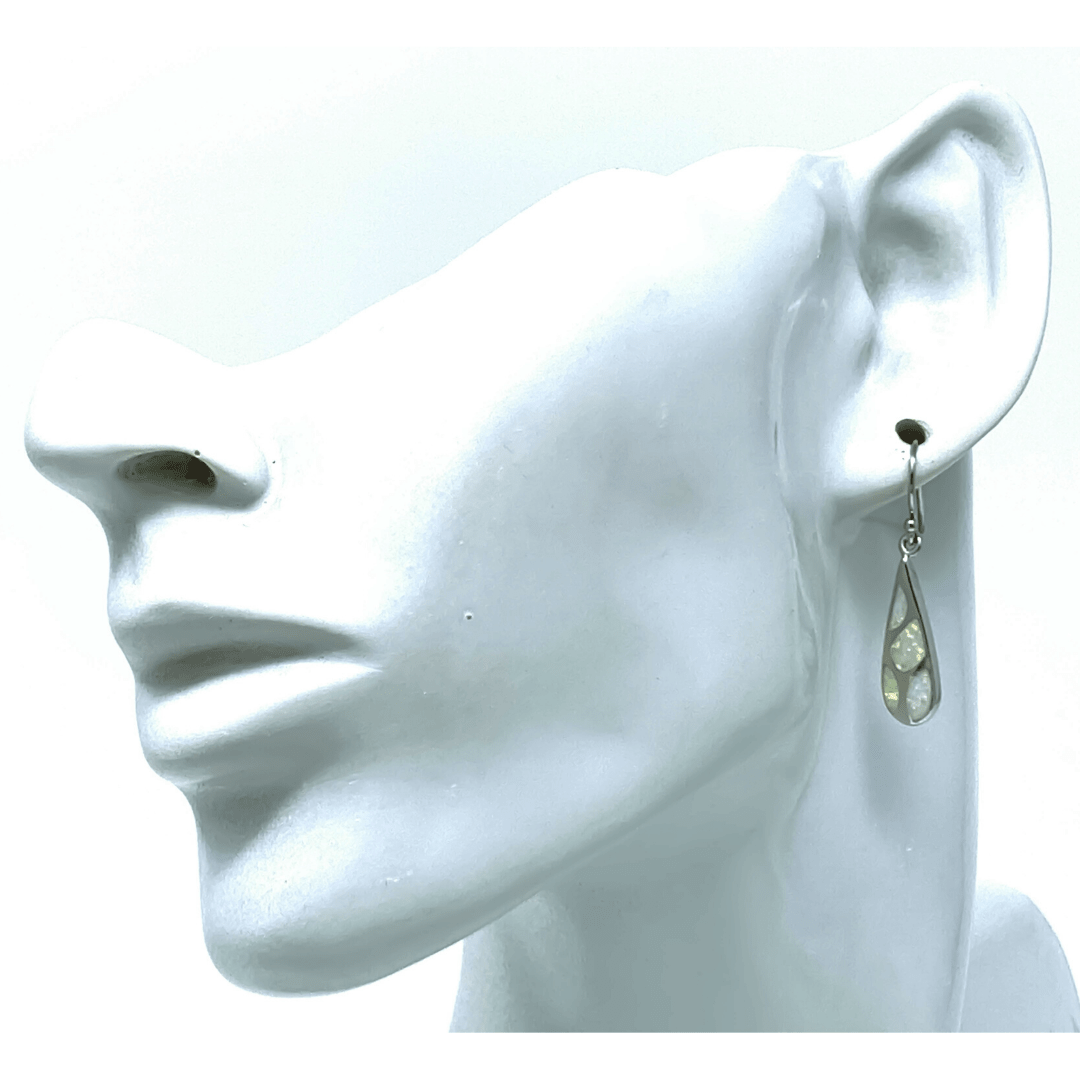 Teardrop Mosaic White Opal Earrings - SeaSpray Jewelry