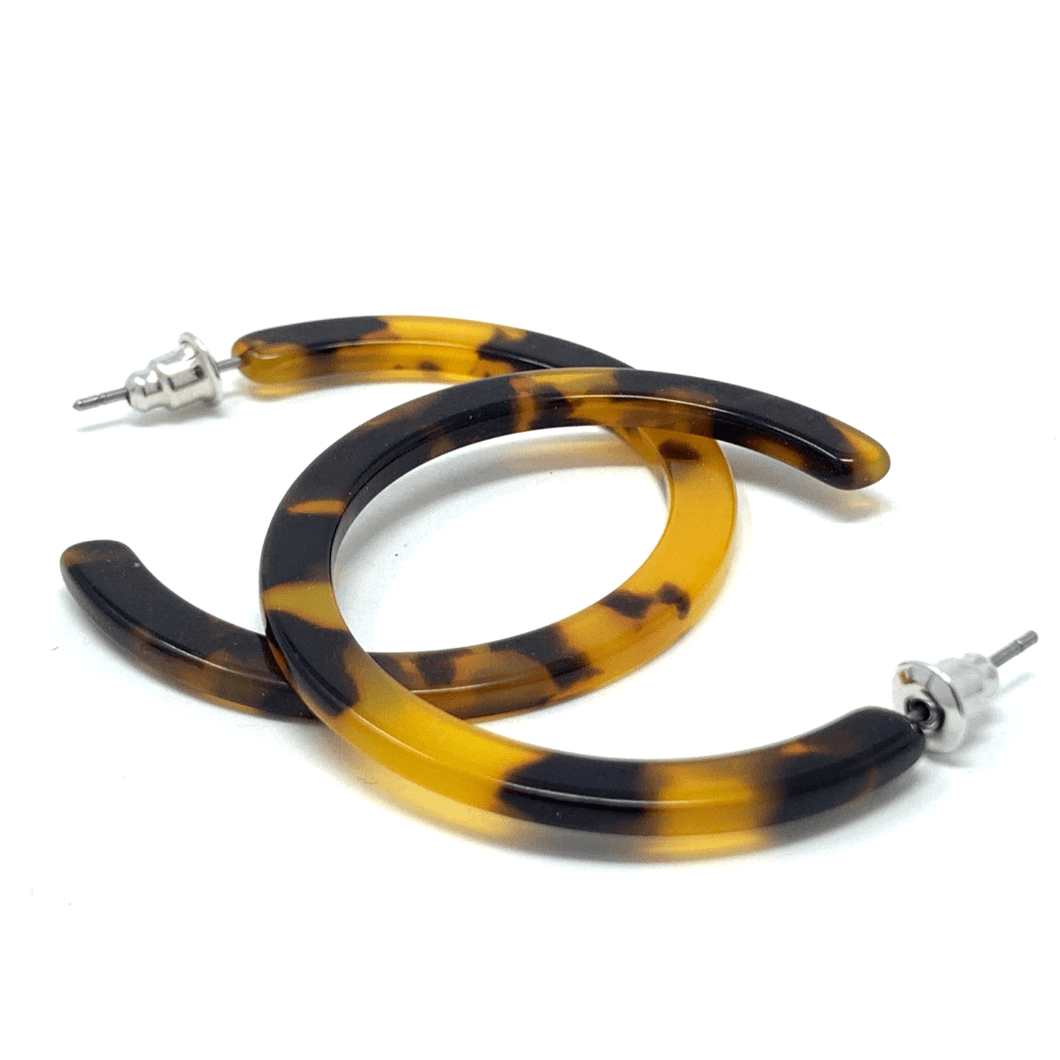 Resin Tortoise Shell Hoop Earrings - Fashion Earrings For Women