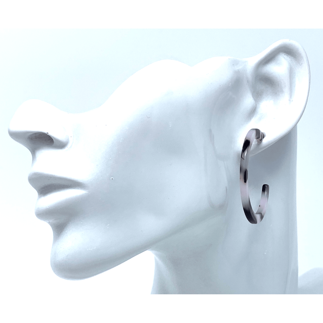 Black And White Marbled Resin Circle Hoop Earrings - Costume Jewelry