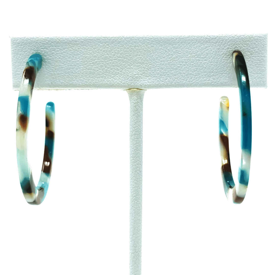 Turquoise Brown Marbled Resin Earrings
