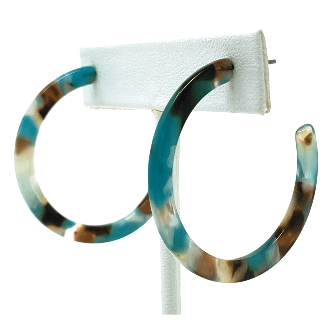 Turquoise Resin Marbled Earrings