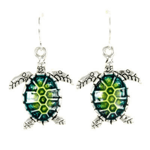 Turquoise Sea Turtle Epoxy Dangle Earrings - Fashion Jewelry
