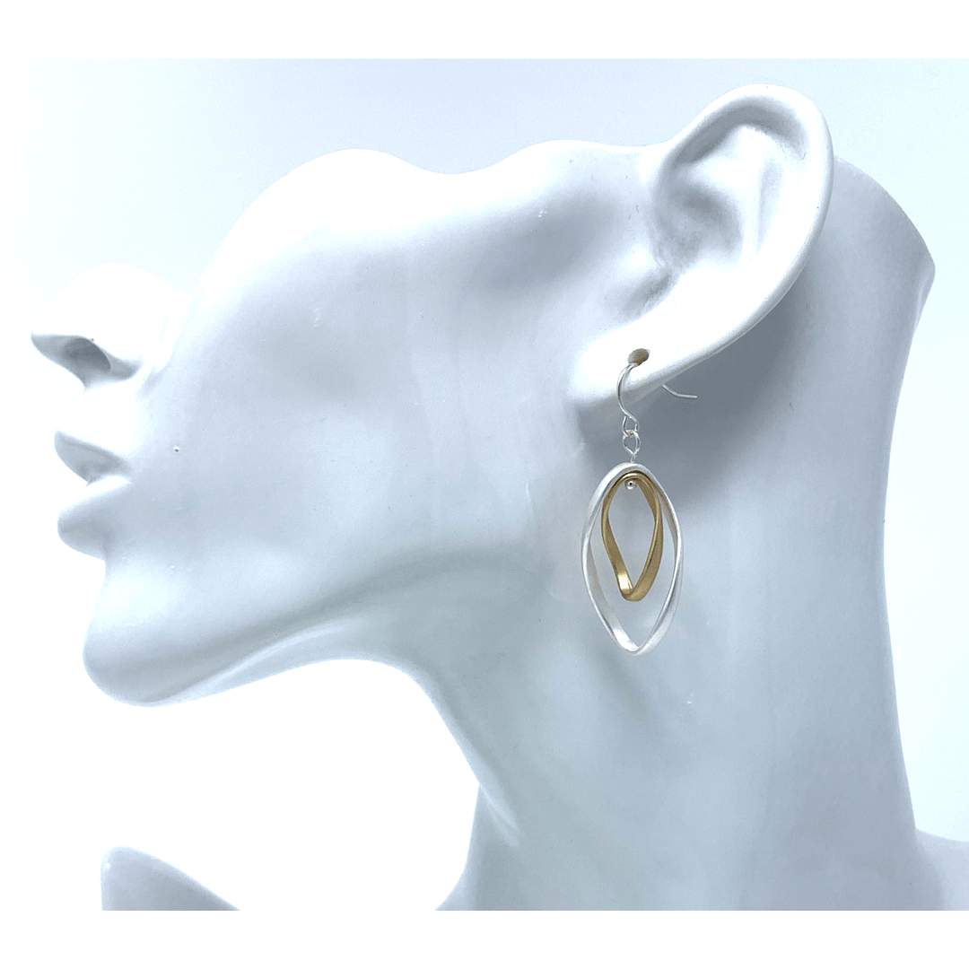 Twist Silver & Gold Curve Hoop Dangle Earrings For Women - Fashion Jewelry