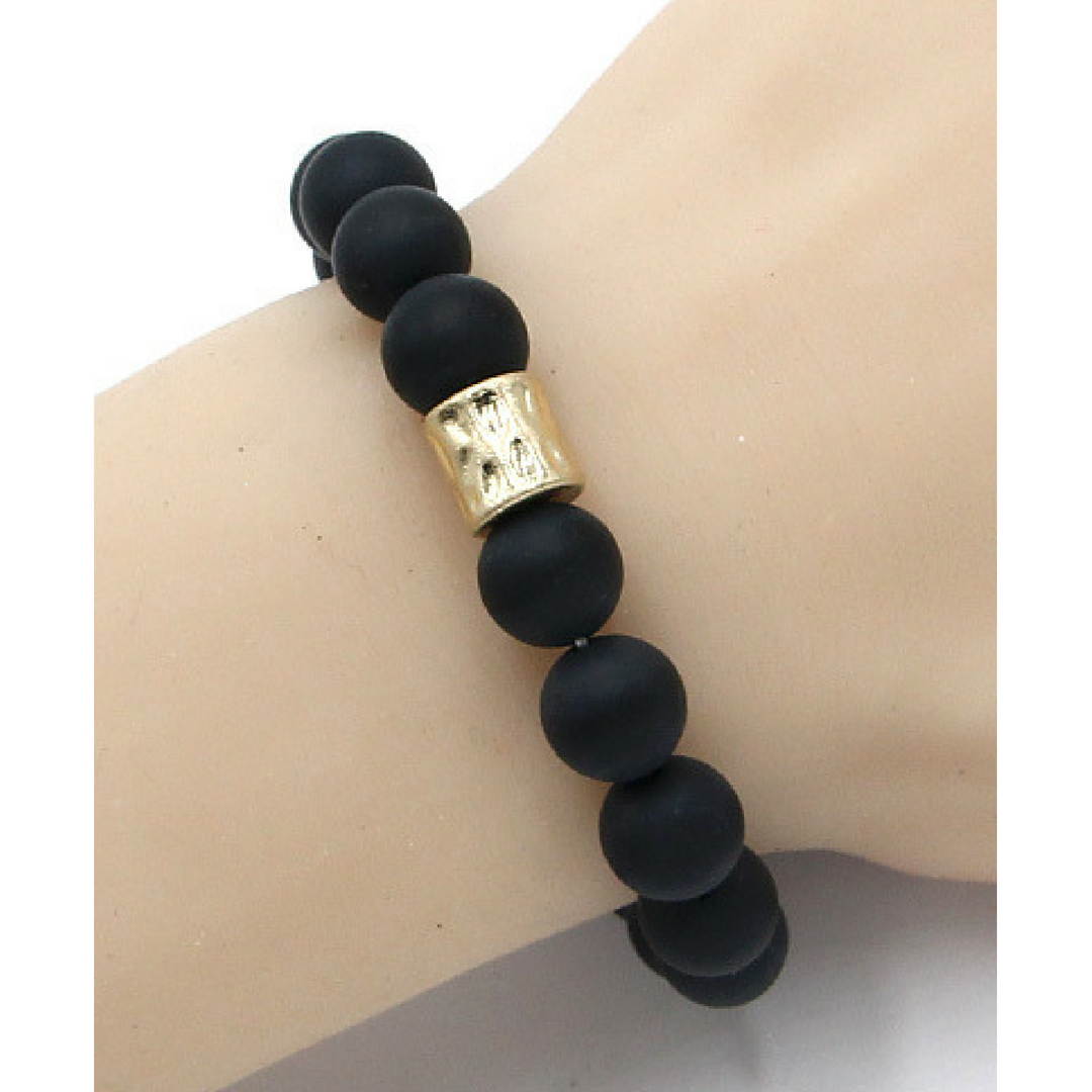 Black Onyx Gemstone Beaded Healing Stretch Bracelet For Women - Bohemian Jewelry