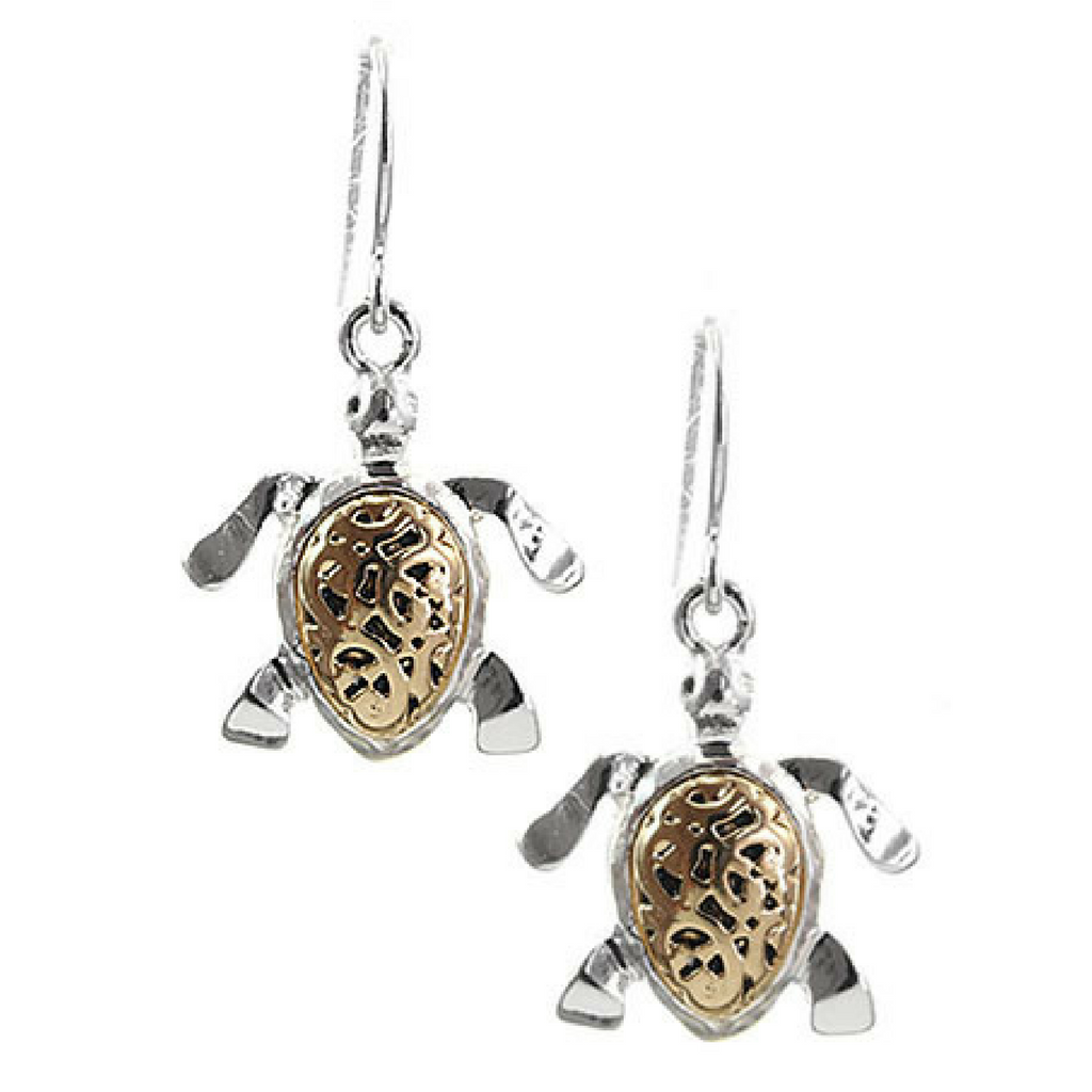 Filigree Sea Turtle Fish Hook Earring