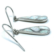 White Opal Mosaic Teardrop Sterling Silver Earrings - SeaSpray Jewelry
