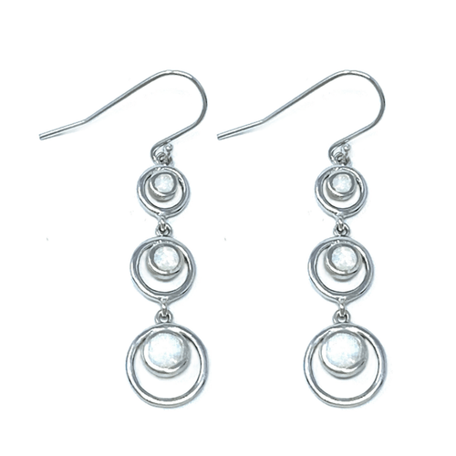 White Opal Sterling Silver Circles Dangle Earrings - SeaSpray Jewelry