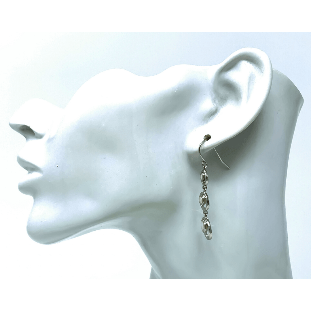 White Opal Sterling Silver Open Circle Earrings - SeaSpray Jewelry