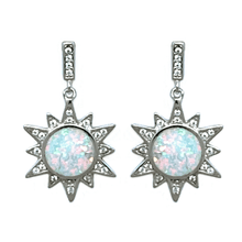 White Opal Sun CZ Sterling Silver Stud Earrings - SeaSpray Jewelry
