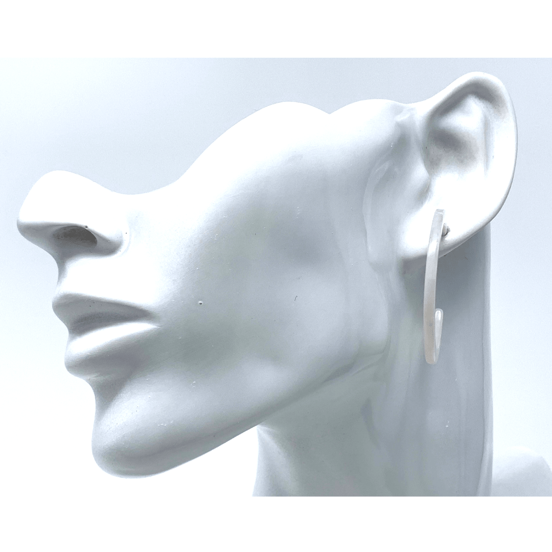 White Resin Circle Hoop Women's Earrings