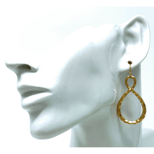 Gold Hammered Twisted Open Hoop Earrings - Women&#39;s Fashion Earrings
