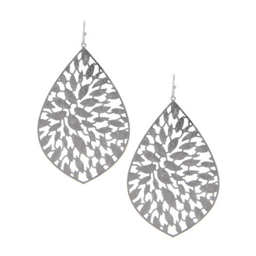 Silver Teardrop Filigree Statement Earrings For Women - Fashion Jewelry