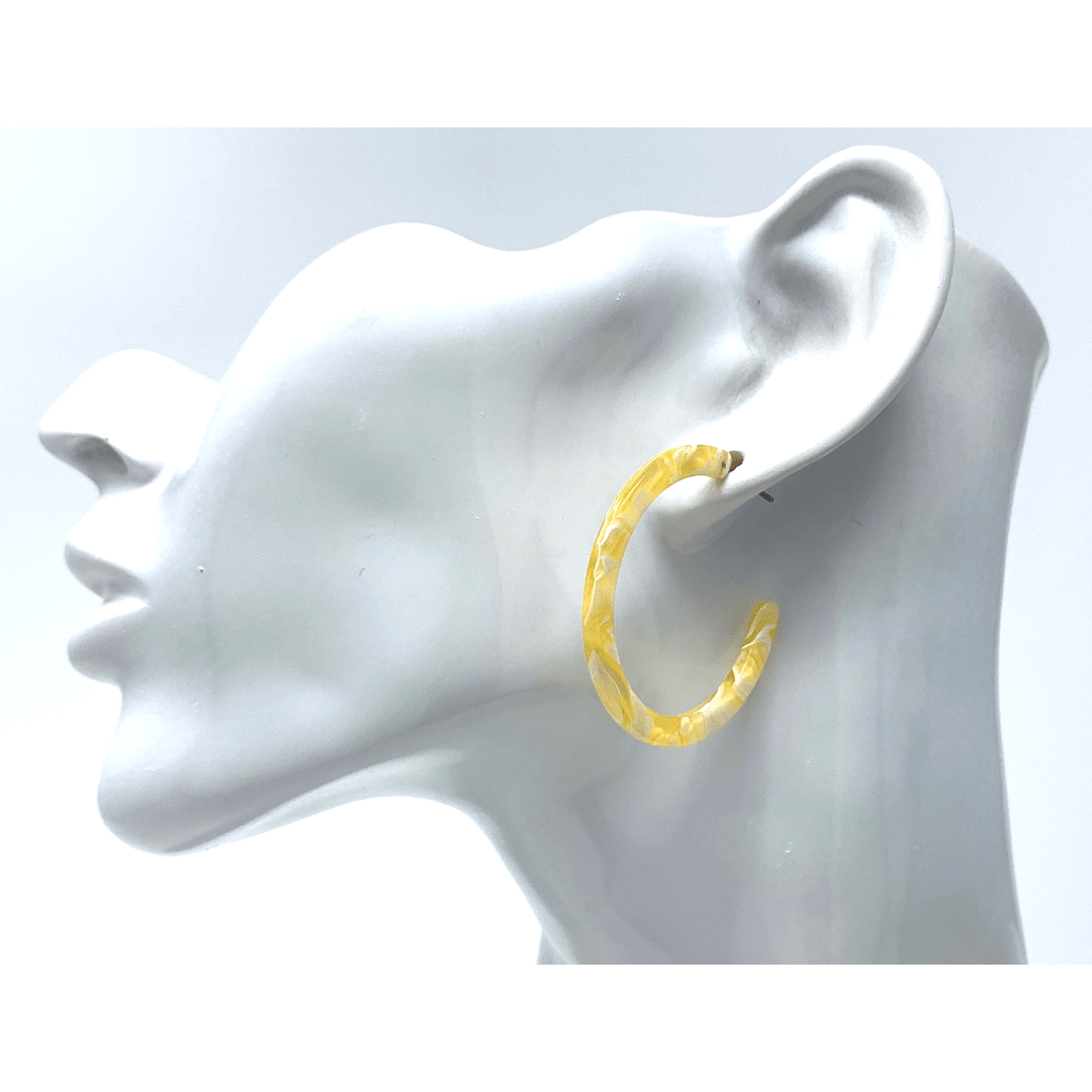 Yellow Resin Circle Hoop Women's Earrings