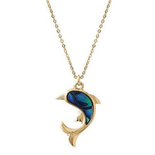 Abalone Pendant Gold Dolphin Necklace
