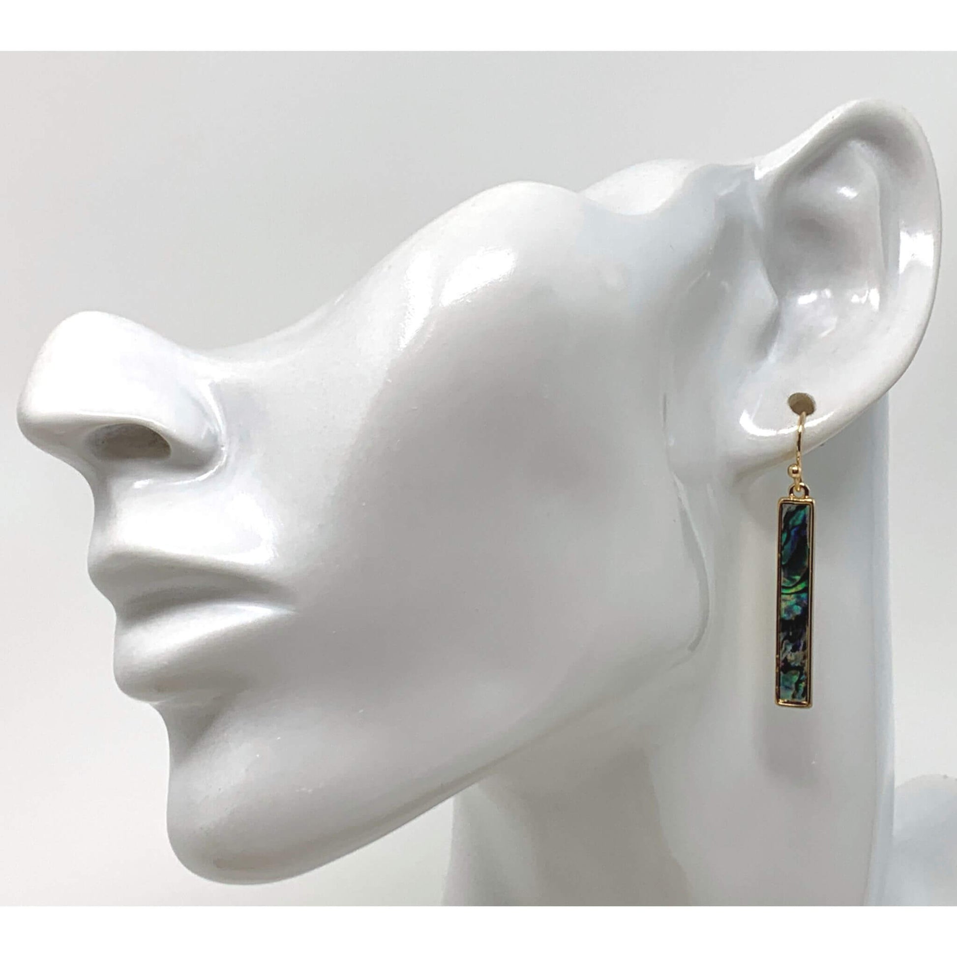 Abalone Shell Gold Bar Earrings