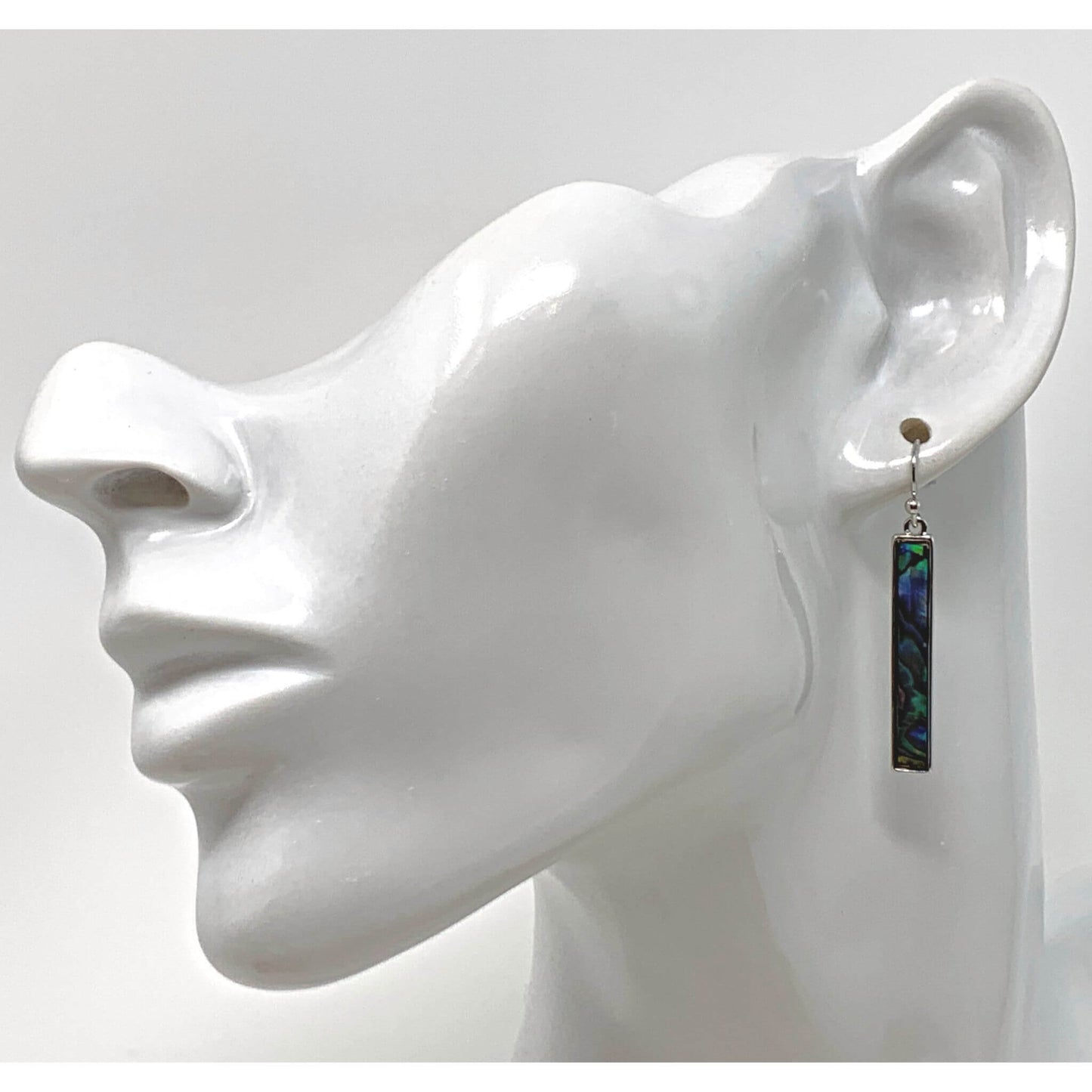 Abalone Shell Silver Bar Earrings